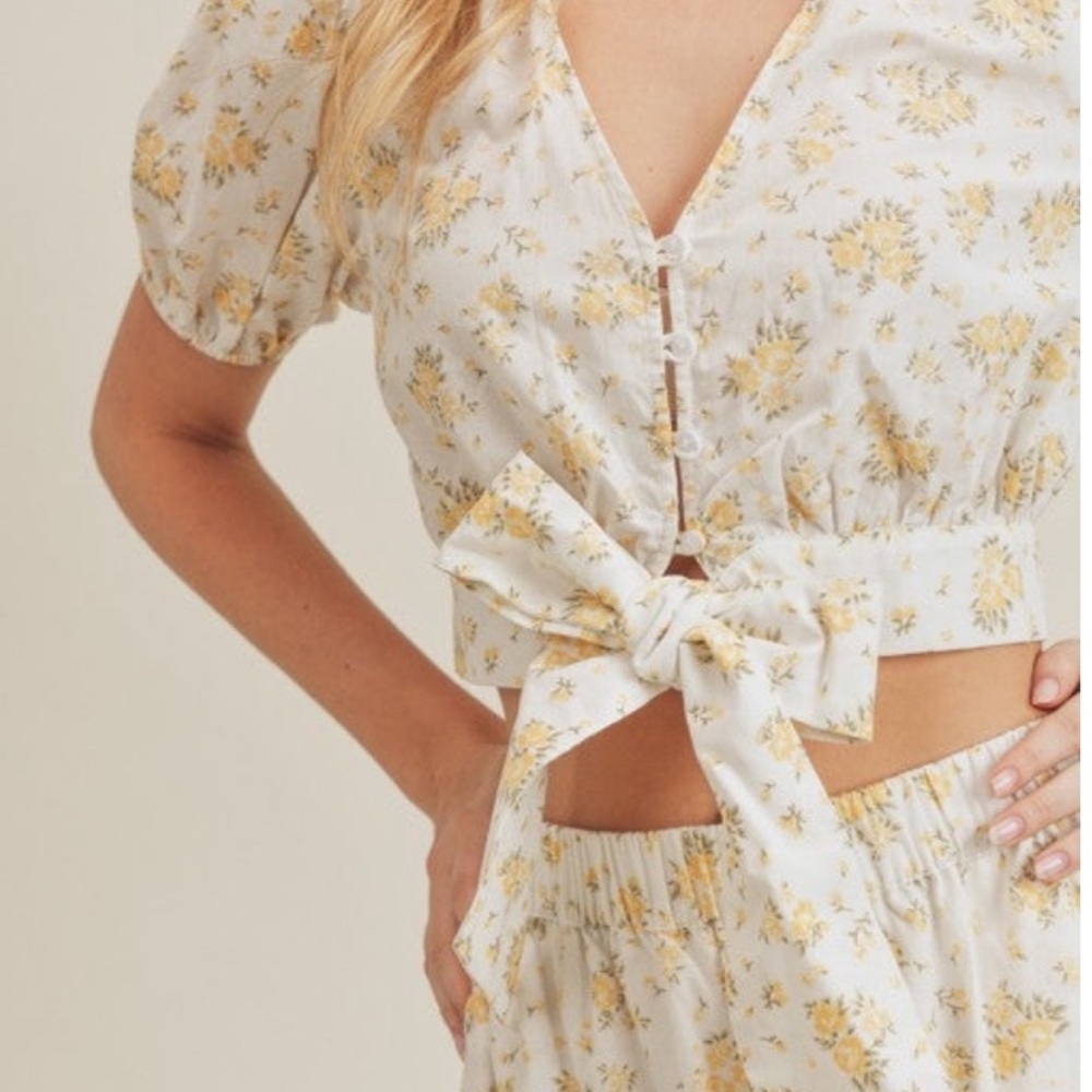 LUSH Ivory Floral 2-Piece Midi Skirt Set - Picture 2 of 8